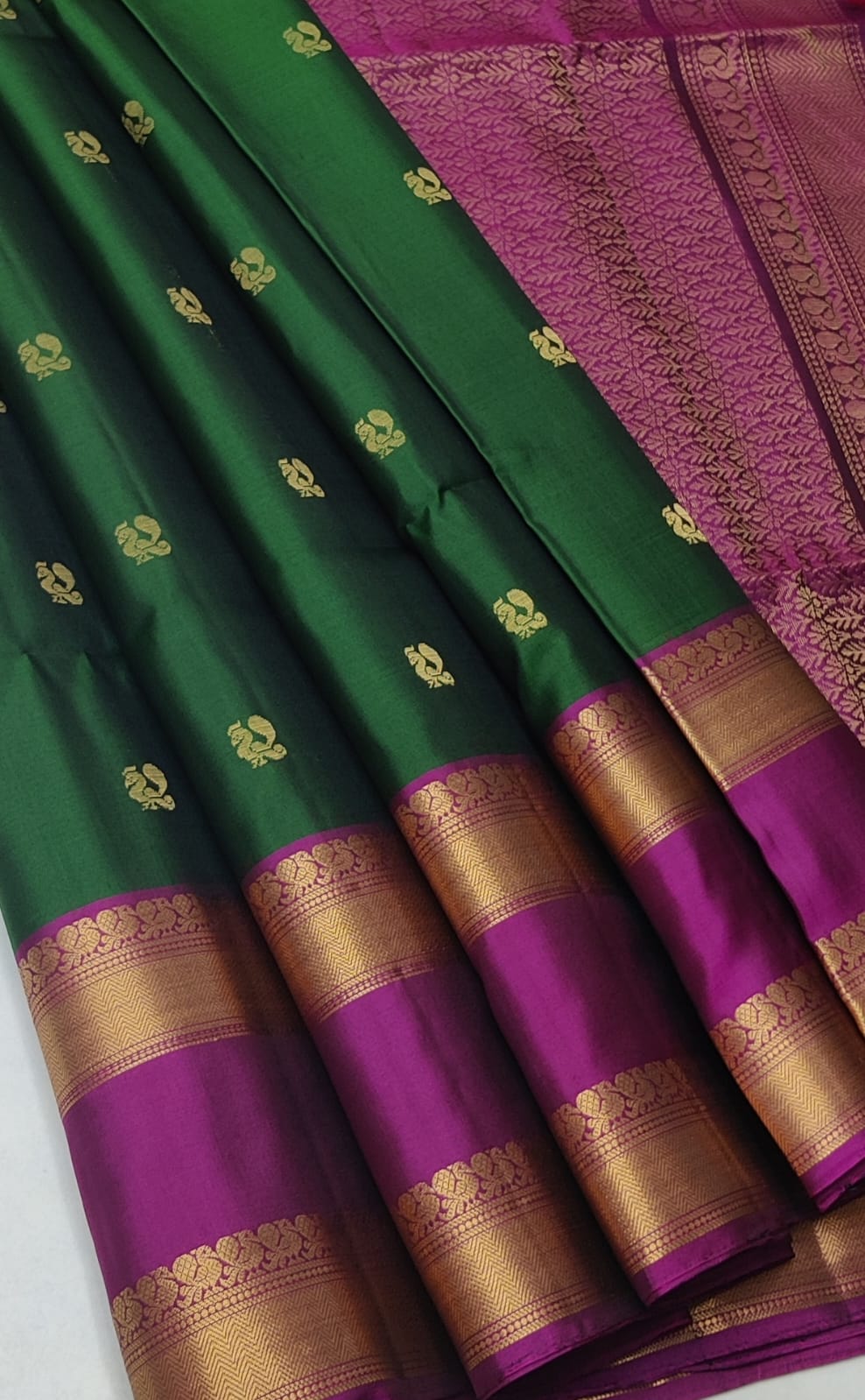 Kanchipuram Silk Saree featuring subtle buttis Silk